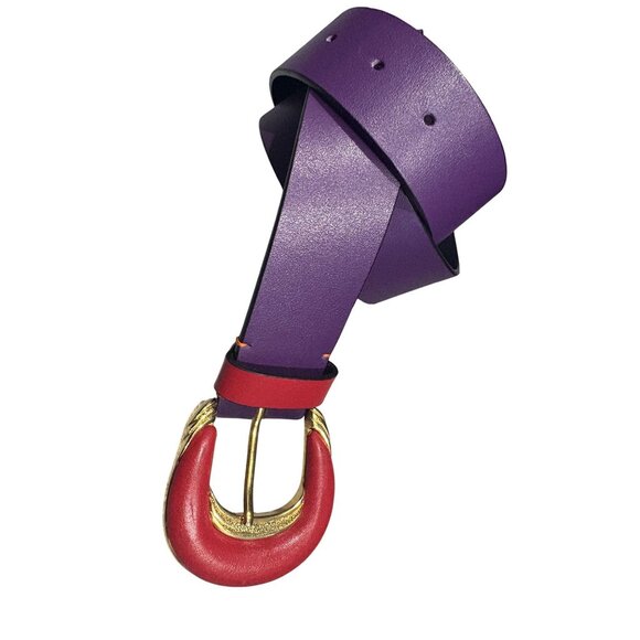 Baltei Studio Belt in Purple Leather Red Buckle main image 4